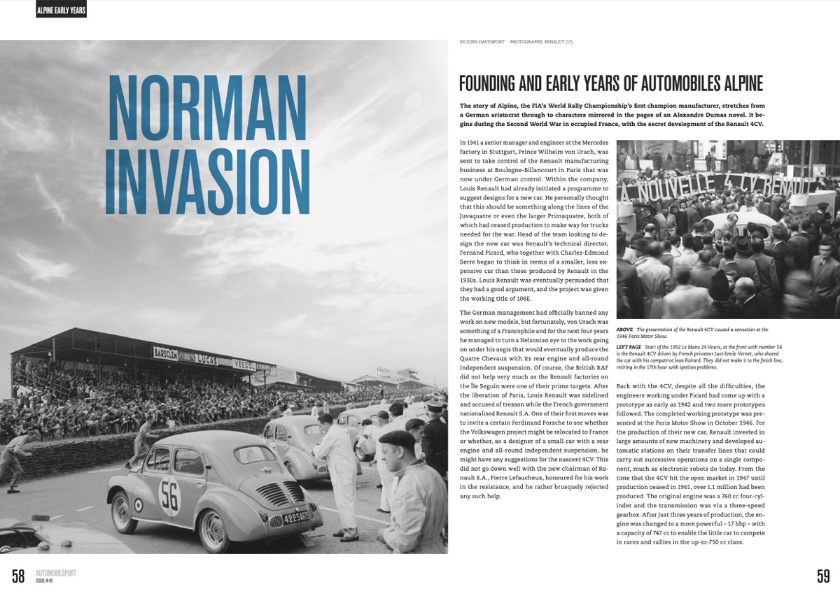 Alpine in racing and rallying 1952-1978 (Vol 46 automobilsport) Corrida automobilística histórica com carros antigos e público a assistir