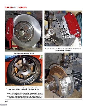 Alfa Romeo DOHC High-performance Manual (SpeedPro) Conjunto de travões Brembo SPEED PRO com pinças vermelhas e discos metálicos instalados em carro