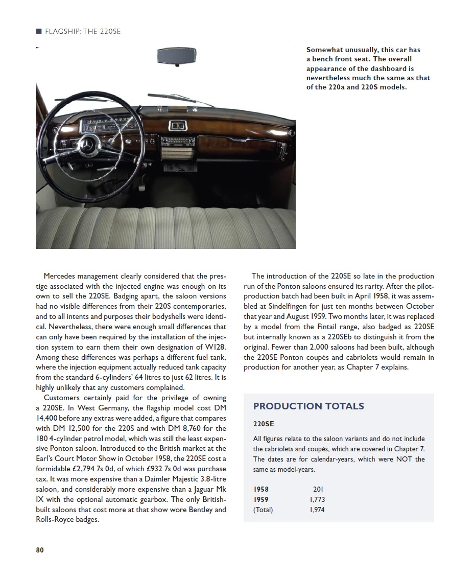 Mercedes Benz Ponton & 190SL - The complete Story Painel e volante de carro clássico com banco dianteiro cinzento