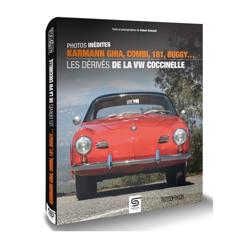 Les Derives VW Coccinelle: Karmann Ghia, Combi, 181, Buggy Capa de livro mostrando carro clássico vermelho e texto em francês sobre veículos VW.