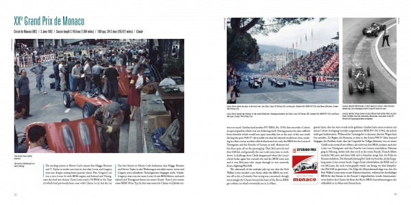 Grand Prix 1961-1965 - The 1.5 litre days in F1 Artigo com fotos e texto sobre o XXI Grand Prix de Monaco com carros de corrida clássicos vermelhos e espectadores.