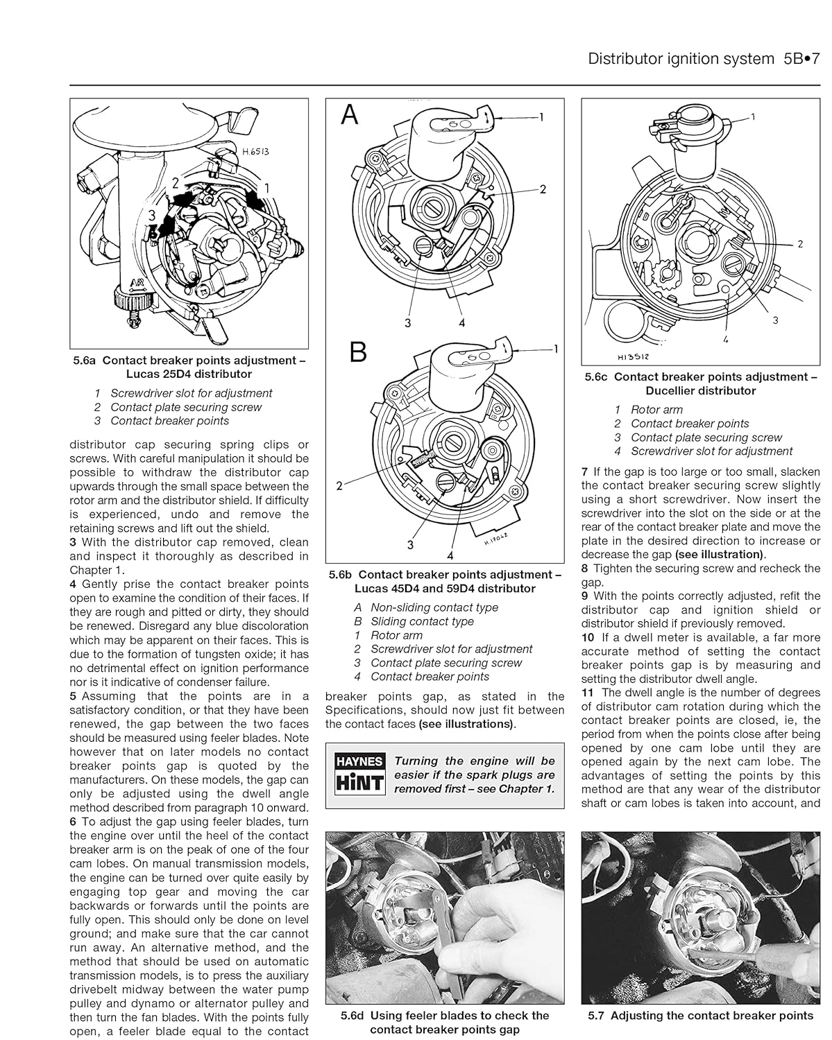 Austin Mini 1969-2001 Distribuidor de sistema de ignição Lucas 25D4 com vistas detalhadas e instruções técnicas.