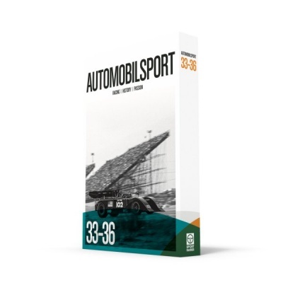 Embalagem de produto AUTOMOBILSPORT com carro de corrida preto e número 33-36.