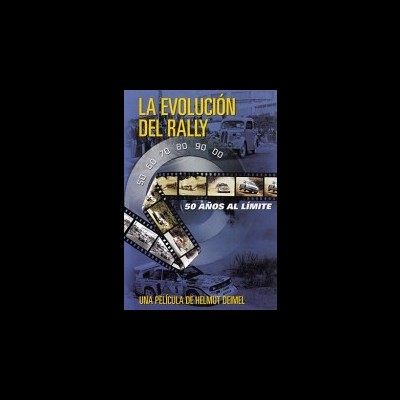 Capa de filme La Evolución del Rally com velocímetro e faixa fotográfica