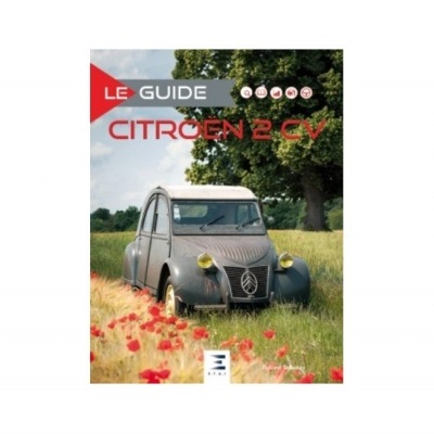 Capa de revista com carro Citroën 2 CV cinzento num campo