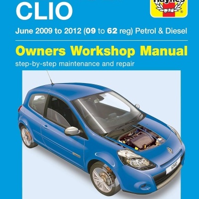 Capa do manual Renault Clio Haynes com carro azul
