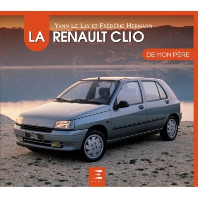 Livro com imagem de carro Renault Clio cinza junto a água e texto na capa