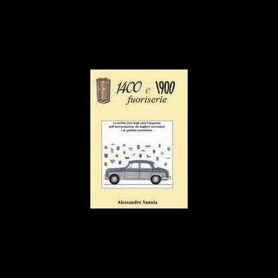 Capa de livro sobre FIAT 1400 e 1900 com ilustração de carro clássico azul
