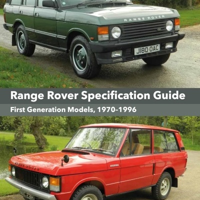Capa de livro com dois carros Range Rover clássicos, verde e vermelho, título em inglês