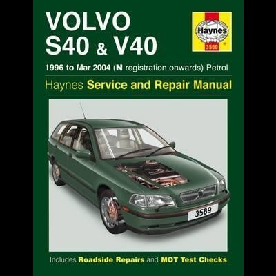 Capa do manual de serviço Haynes para Volvo S40 e V40, 1996-2004, cor verde com imagem de carro verde