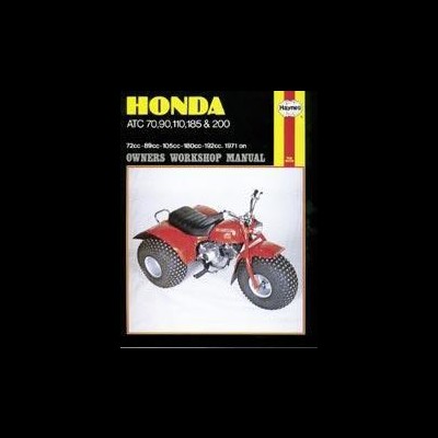 Manual de oficina Honda ATC com triciclo vermelho e pneus largos