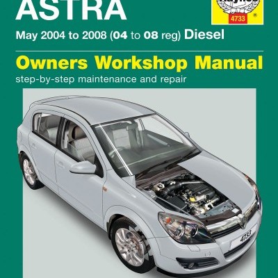 Capa de manual de oficina para Vauxhall/Opel Astra Diesel com imagem de carro cinza e logo Haynes