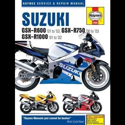 Capa de manual Haynes para motos Suzuki GSX-R com três motos em várias cores