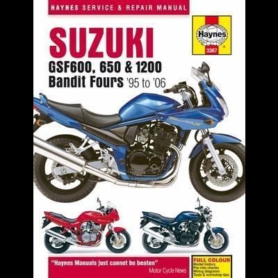 Capa de manual Haynes para Suzuki GSF600, 650 & 1200 Bandit Fours com imagens de motos