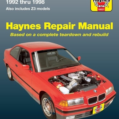 Capa do manual Haynes para BMW 3-Series 1992-1998 com carro vermelho e logo Haynes