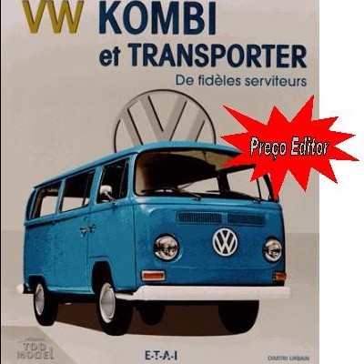 Capa de livro VW Kombi et Transporter com carrinha azul e selo 'Preço Editor'