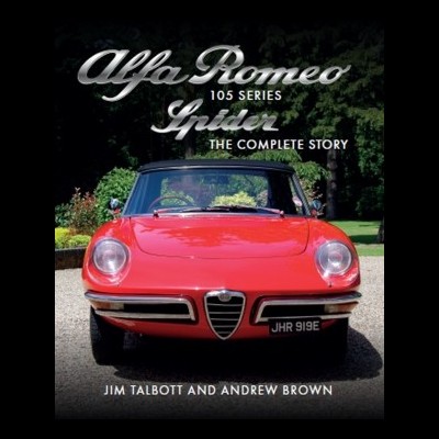 Capa de livro com carro Alfa Romeo Spider vermelho em destaque