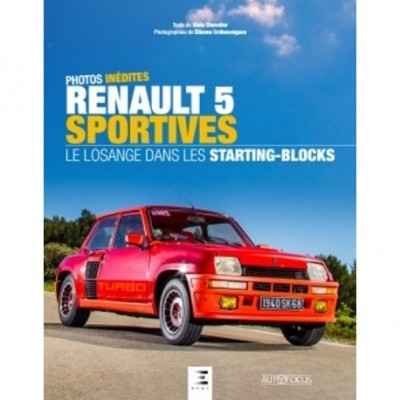 Capa de livro com carro desportivo vermelho Renault 5 Turbo numa estrada