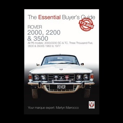 Capa de livro com fotografia frontal de carro Rover branco e texto descritivo dos modelos