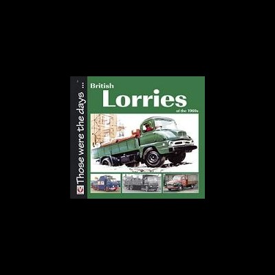 Capa de livro sobre camiões britânicos dos anos 1950, com imagens de camiões antigos verdes.