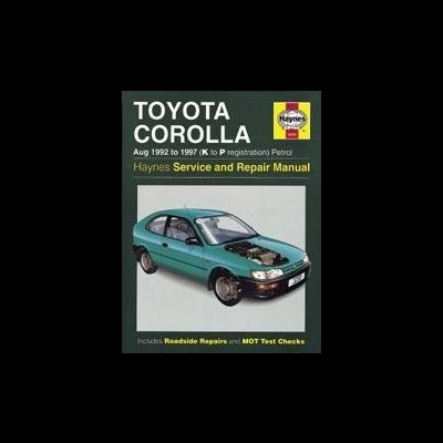 Capa de manual Haynes para Toyota Corolla com imagem de carro verde e texto detalhado