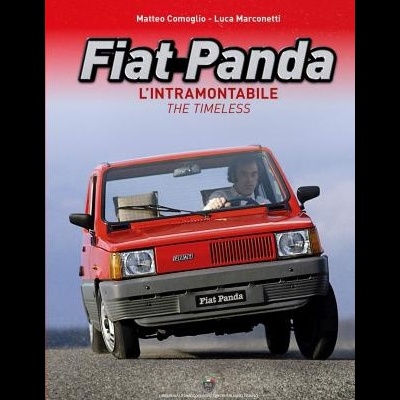 Capa do livro Fiat Panda com carro vermelho em estrada e texto do título e autores.