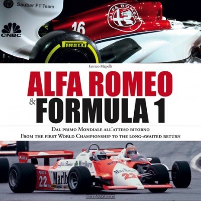 Livro Alfa Romeo & Formula 1 com imagens de carros de corrida Alfa Romeo