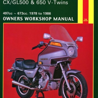 Capa do manual Haynes para motos Honda CX/GL500 & 650 V-Twins com imagem de moto