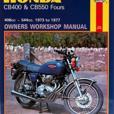 Manual de oficina Honda CB400 & CB550 Fours com foto de mota Honda preta