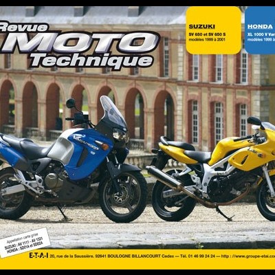 Capa da revista Revue Moto Technique com duas motos azul e amarela