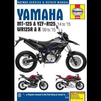 Capa de manual Haynes com motos Yamaha e texto de modelos e anos