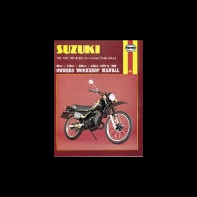 Capa manual motos Suzuki Trail com texto e imagem de motocicleta preta