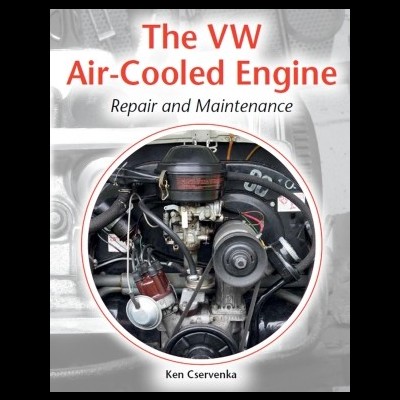 Capa de livro com motor VW arrefecido a ar e texto do título e autor