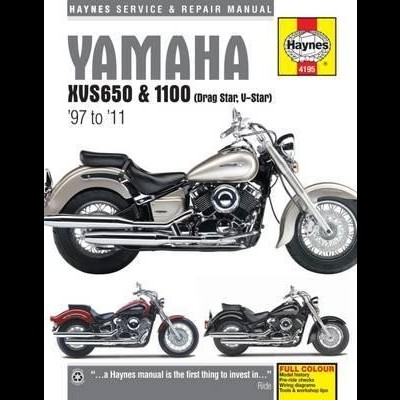 Capa de manual de serviço e reparação Haynes para Yamaha XVS650 & 1100 com imagens de motos