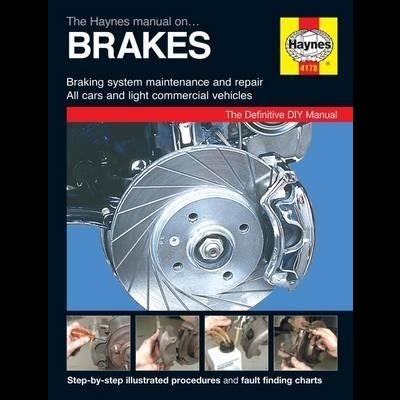 Capa do manual Haynes sobre travões com disco de travão e imagens de reparação automóvel.