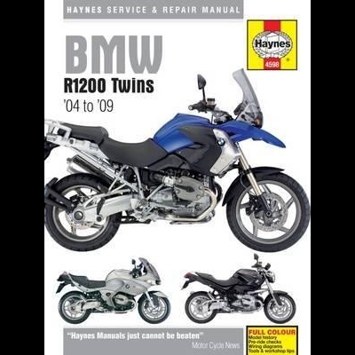 Manual Haynes BMW R1200 Twins 2004-2009 com imagem de mota azul e preto