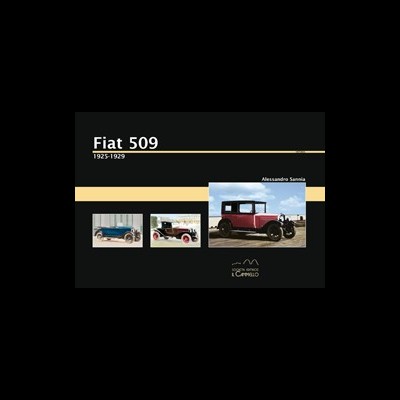 Fotografias de carros clássicos Fiat 509 com texto informativo