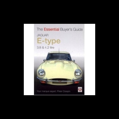 Livro com imagem de um carro clássico Jaguar E-type amarelo na capa