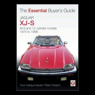 Frente de carro Jaguar vermelho clássico na capa de livro sobre o modelo XJ-S