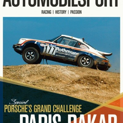 Capa da revista AUTOMOBILSPORT com um Porsche 911 de corrida número 177 na terra
