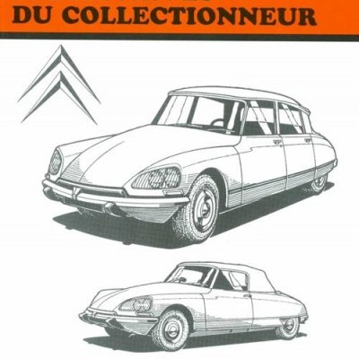 Capa de revista com ilustrações de carros Citroën DS e texto informativo
