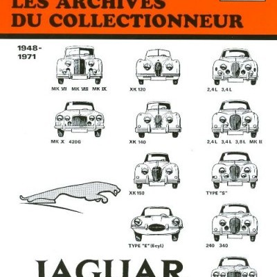 Capa de revista técnica automóvel com desenhos de carros Jaguar XK