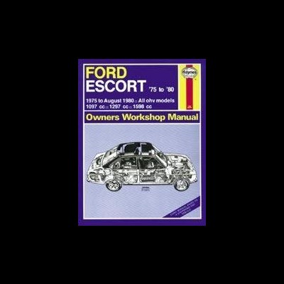 Manual de oficina Ford Escort para modelos de 1975 a 1980, azul e amarelo