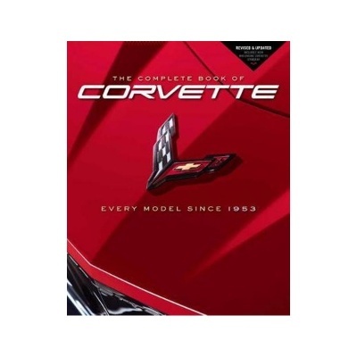 Capa de livro sobre Corvette com emblema Chevrolet e fundo vermelho