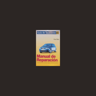 Capa de manual de reparação Fiat Stilo com imagem de carro azul e texto colorido