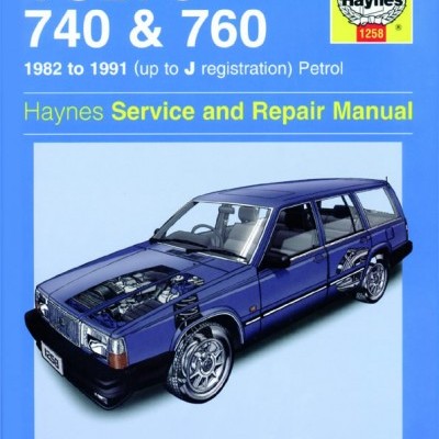 Capa do manual Haynes para Volvo 740 & 760, azul com imagem de carro azul e texto branco e amarelo