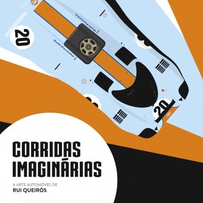 Capa de livro com carro de corrida azul e laranja e texto em português.