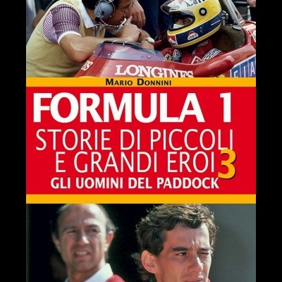 Capa de livro sobre Fórmula 1 com fotos de pilotos e texto em italiano