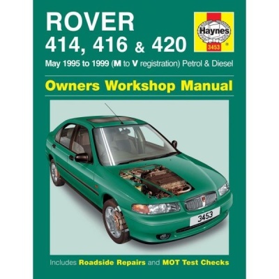 Capa de manual para workshop Rover 414, 416 e 420 com carro verde