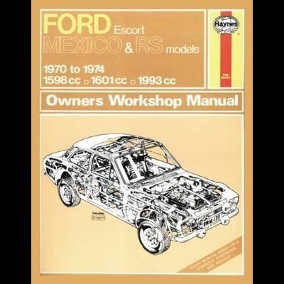 Capa de manual técnico Ford Escort Mexico & RS com desenho de carro e informações do modelo
